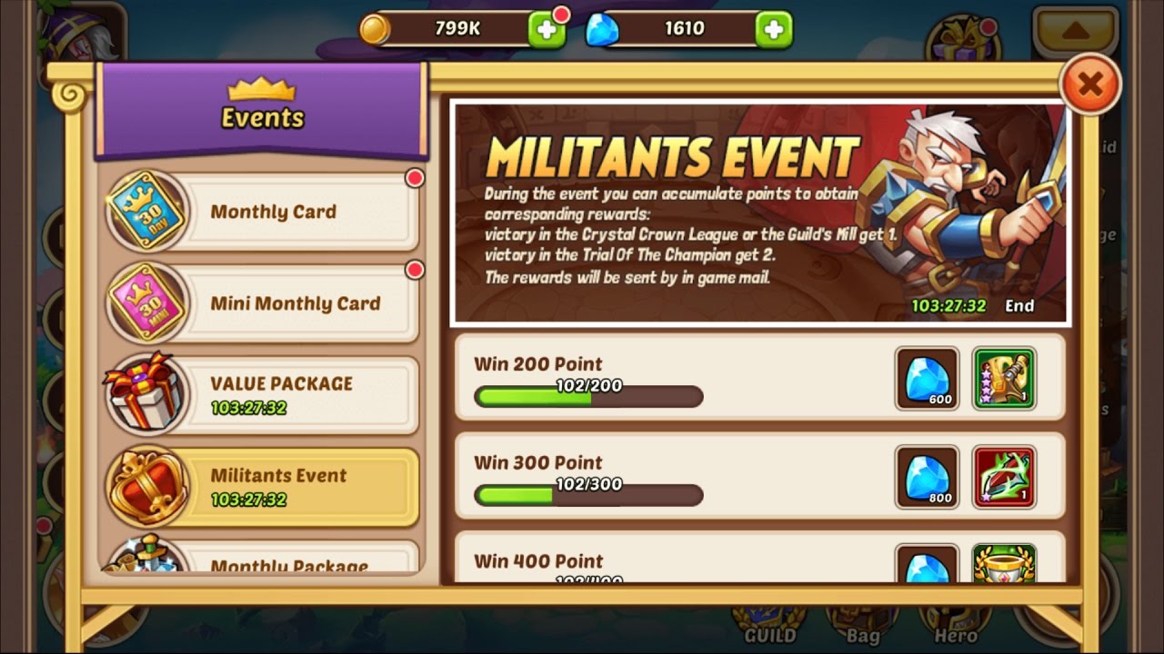 Idle Heroes Events rexfasr
